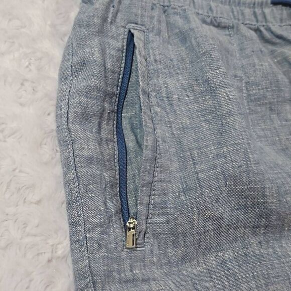 Athleta Retreat Linen Jogger Chambray Blue Womens Size 12 Drawstring Waist - Picture 8 of 9